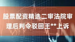 股票配资精选二审法院审理后判令驳回王**上诉